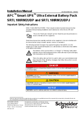 Imagen de Installation Manual – APC Smart-UPS Ultra External Battery Pack - SRTL180RM2UBP and SRTL180RM2UBPJ