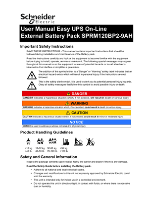 Image of User Manual Easy UPS On-Line External Battery Pack SPRM120BP2-9AH