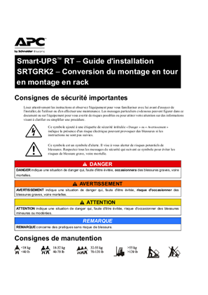Image de Smart-UPS RT SRTGRK2 Tower to Rack-Mount Conversion - Installation Guide