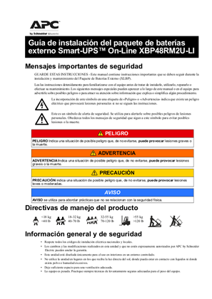 Imagen de Guía de instalación del paquete de baterías externo Smart-UPS On-Line XBP48RM2U-LI