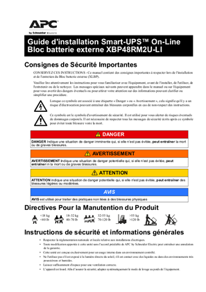 Image of Guide d'installation Smart-UPS On-Line Bloc batterie externe XBP48RM2U-LI