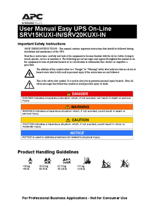 Image of User Guide Easy UPS On-Line SRV15KUXI-IN, SRV15KRIL, SRV15KRILRK, SRV20KUXI-IN, SRV20KRIL, SRV20KRILRK