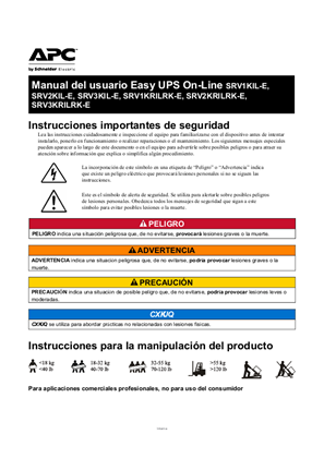 Imagen de Manual del usuario Easy UPS On-Line SRV1KIL-E, SRV2KIL-E, SRV3KIL-E, SRV1KRILRK-E, SRV2KRILRK-E, SRV3KRILRK-E