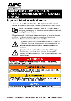 Immagine di Manuale d’uso Easy UPS On-Line SRV5KRI, SRV6KRI, SRV10KRI , SRV6KI e SRV10KI