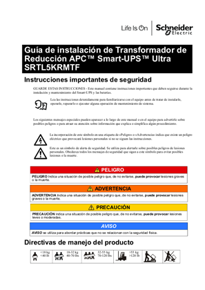 Imagen de Installation Guide APC™ Smart-UPS™ UltraStep-Down Transformer SRTL5KRMTF