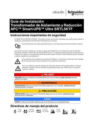 Imagen de Installation Guide APC™ Smart-UPS™ Ultra Isolation and Step-Down Transformer SRTL5KTF