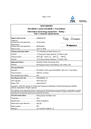 Image of CB Report for the Wiring Closet Ventilation Unit (WCVU)