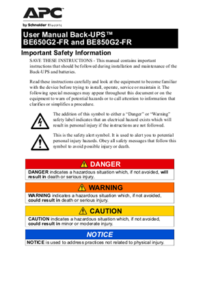 Image of Back-UPS BE650G2-FR/BE850G2-FR User Guide