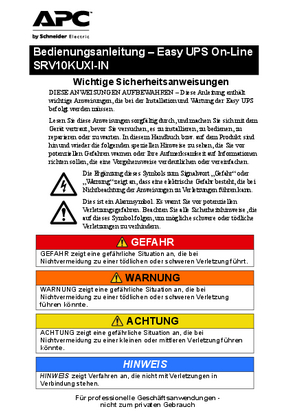 Bild von Bedienungsanleitung – Easy UPS On-Line SRV10KUXI-IN