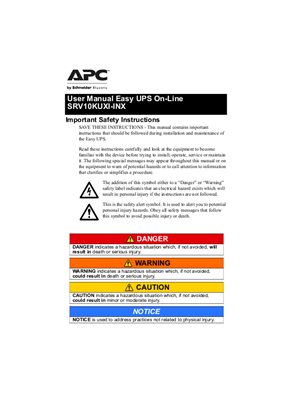 Imagen de User Manual Easy UPS On-Line SRV10KUXI-INX