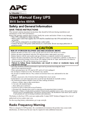 Imagen de Easy UPS BVX650I-PH User Guide