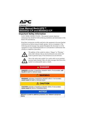 APC Back-UPS BE650G2-CP/BE850G2-CP User Guide