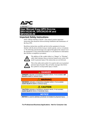 Slika linije User Manual Easy UPS On-Line SRV1KUXI-IN, SRV2KUXI-IN and SRV3KUXI-IN