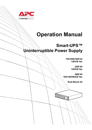 Image of Operation Manual Smart-UPS SMT1000/1500/2200/3000 VA 100/120/230 VAC, 500 VA 100 VAC Rack-Mount 2U