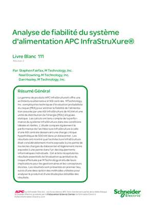 Analyse d e fiabilité d u système d’alimentation APC InfraStruXure®