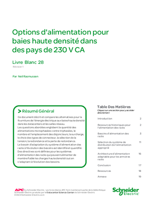 Options d'alimentation pour baies haute densité dans des pays de 230 V CA