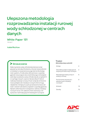 Ulepszona metodologiarozprowadzaniainstalacji rurowejwody schłodzonejw centrachdanych