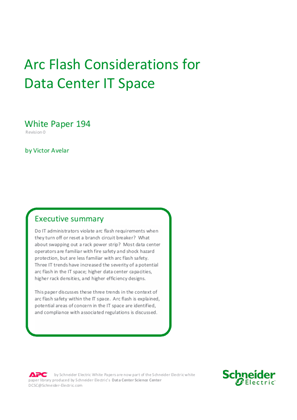 Arc Flash Considerations for Data Center IT Space