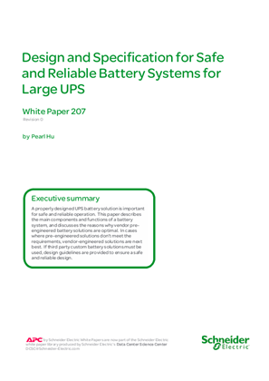 Image of Design and Specification for Safe and Reliable Battery Systems for Large UPS