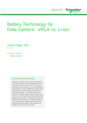 Image of Battery Technology for Data Centers: VRLA vs. Li-ion