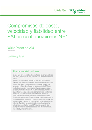 Imagen de Compromisos de coste, velocidad y fiabilidad entre SAI en configuraciones N+1