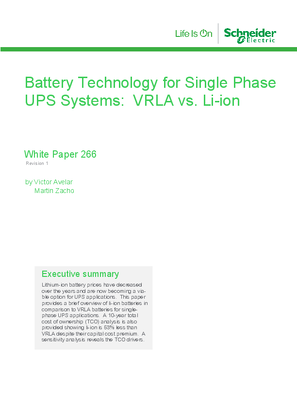 Image of Battery Technology for Single Phase UPS Systems: VRLA vs. Li-ion