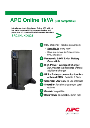 Image of APC Smart-UPS 1kVA On-Line Li-Ion (Panasonic) UPS 230V Brochure