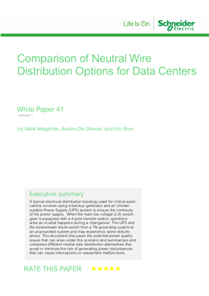 Image of Comparison of Neutral Wire Distribution Options for Data Centers