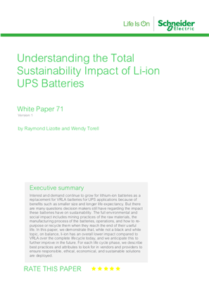 Image of Understanding the Total Sustainability Impact of Li-ion UPS Batteries