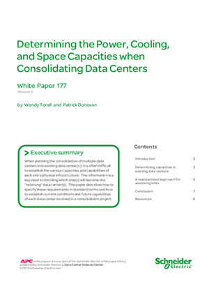 Image of Determining the Power, Cooling, and Space Capacities when Consolidating Data Centers
