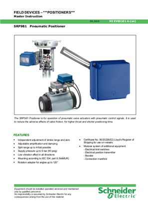 Imagen de FIELD DEVICES – ***POSITIONERS***Master Instruction