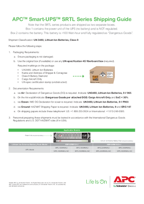 Image of APC Smart-UPS On-Line Lithium Ion (SRTL) Shipping Guide