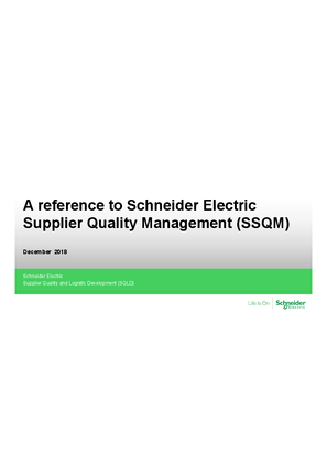 Image of Schneider Supplier Quality Management - SSQM