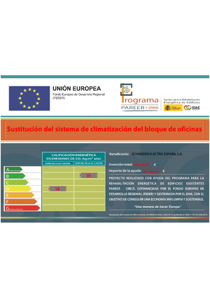Imagen de Sant Boi DC. Certificado Ayuda Unión Europea Mejora Eficiencia Energética Edificio