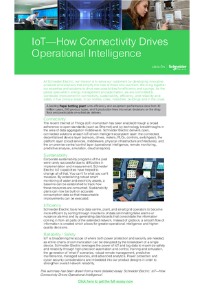 Image of Schneider Electric: IoT -- How Connectivity Drives Operational Intelligence summary