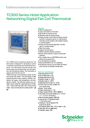 Image of TC300 Series-Hotel Application Networking Digital Fan Coil Thermostat
