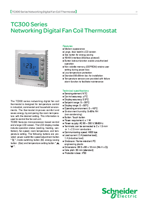Image of TC300 Series Networking Digital Fan Coil Thermostat