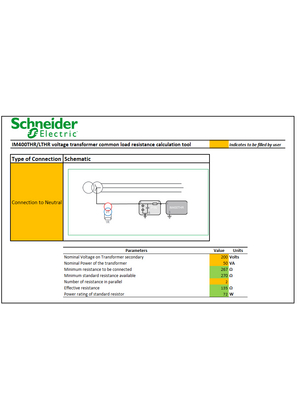 Image of Resistor value calculation Excel sheet for Vigilohm THR