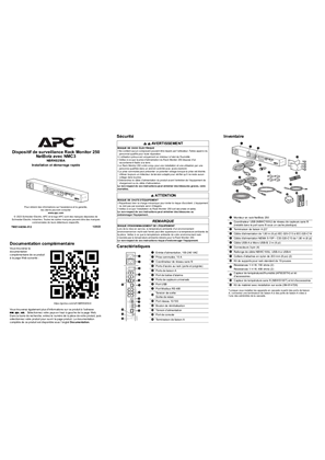Image de Dispositif de surveillance Rack Monitor 250 NetBotz avec NMC3 NBRK0250A Installation et démarrage rapide