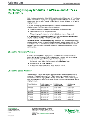 Image de Addendum: Replacing Display Modules in AP8••• and AP7••• Rack PDUs