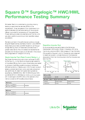 Image of Square D™ Surgelogic™ HWC/HWL Performance Testing Summary