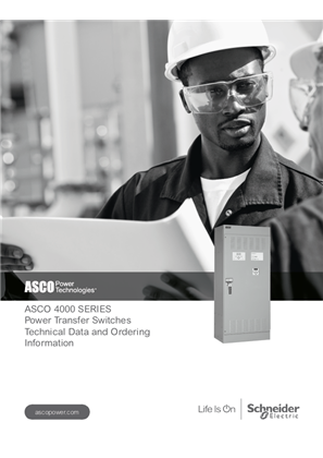 ASCO 4000 SERIES Power Transfer Switches Technical Data and Ordering Information