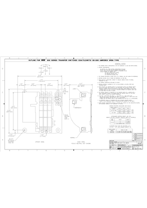 Image of Outline Drawing | ASCO SERIES 300 Group G Transfer Switch (ATS/NTS) | 30-230 Amps | Open Type | Frame D | 987723-002