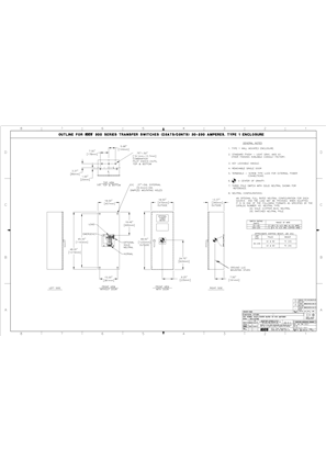 Image of Outline Drawing | ASCO SERIES 300 Group G Transfer Switch (ATS/NTS) | 30-230 Amps | Type 1 | Frame D | 978723-001