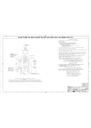 Image of Outline Drawing | ASCO SERIES 300 Group G Transfer Switch (ATS/NTS) | 260 & 400 Amps | Open Type | Frame E | 978732-002 (DISCONTINUED)