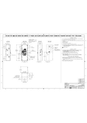 Image of Outline Drawing | ASCO SERIES 200/300 Group G Transfer Switch (ATS/NTS/NDTS/ADTS) | 150-600 Amps | Type 1 | Frame J | Front Connected | 1001393-001