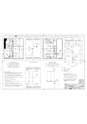 Outline Drawing | ASCO 7000 SERIES Medium Voltage Transfer Switch | 1200 Amps | Type 1 | Frame A, B, C | 943216