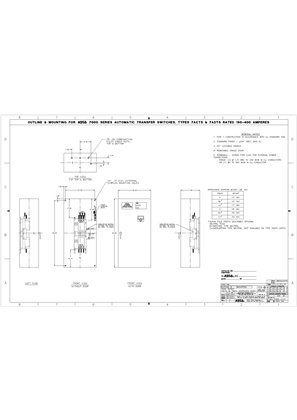 Outline Drawing | ASCO 7000 SERIES Soft Load Automatic Transfer Switch  (ACTS/ADTS/SL) | Type 1 | 150-400 Amps |623086-010