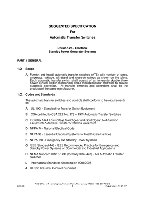 Image of Suggested Specification for Automatic Transfer Switches