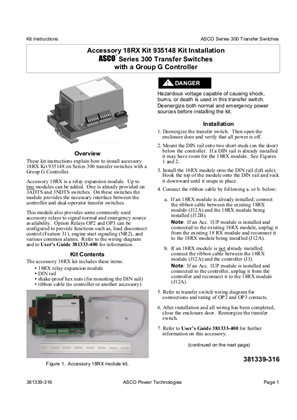 Image of Installation Manual | ASCO SERIES 300 Group G Controller Accessory | 18RX Kit 935148 | 381339-316